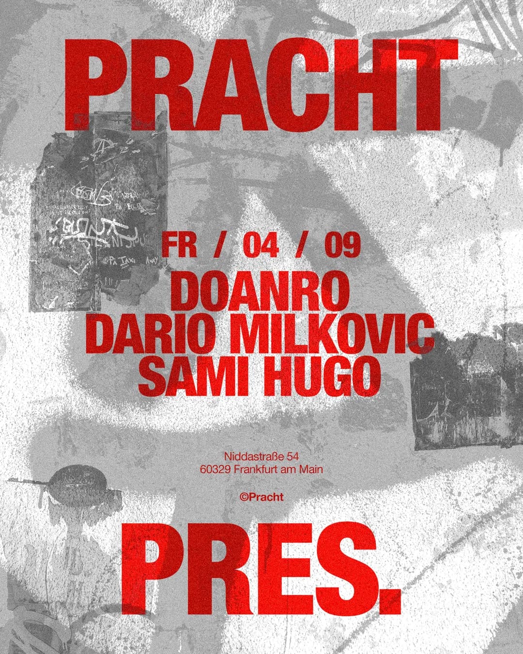Flyer: Pracht PRES. with Doanro, Dario Milkovic, Sami Hugo